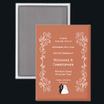 Mariage en terre cuite Enregistrer La Date Magnet<br><div class="desc">Couleur rouille, l'une des couleurs pour 2025, mariage enregistrer la date aimant noir et blanc marié conception marié. Vous pouvez customiser ce mariage couleur terre cuite enregistrer l'aimant de date avec vos propres détails de mariage. Si vous avez besoin d'aide pour vous customiser, contactez-nous via le lien de cette page....</div>