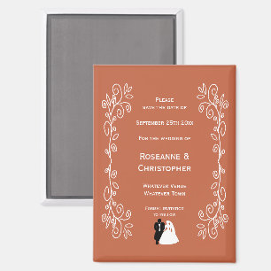Mariage en terre cuite Enregistrer La Date Magnet 