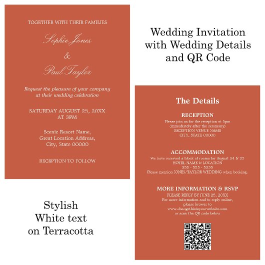 Mariage en terre cuite QR Code RSVP Invitation