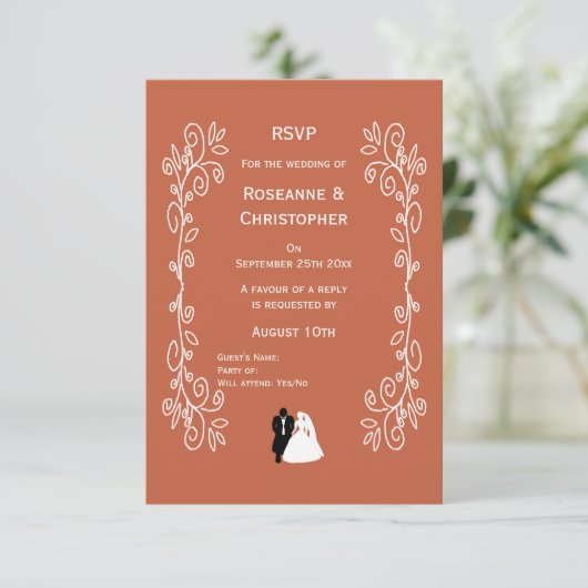 Mariage en terre cuite RSVP Card Bride Groom Desig (Debout devant)