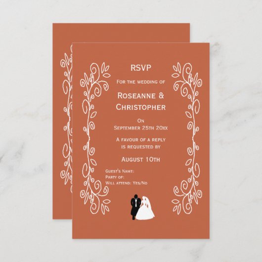 Mariage en terre cuite RSVP Card Bride Groom Desig (Devant / Derrière)