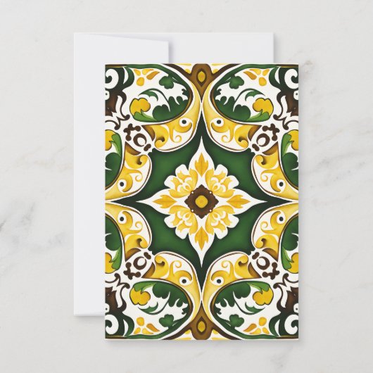 Mariage en tuiles méditerranéennes jaune vert RSVP (Dos)