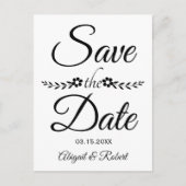 Mariage en typographie noir et blanc, carte 'Save (Devant)
