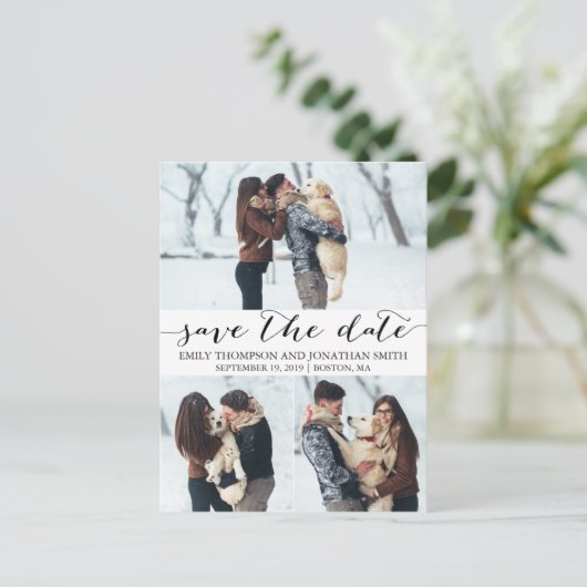 Mariage Enregistrer la date Carte postale avec tro (Debout devant)