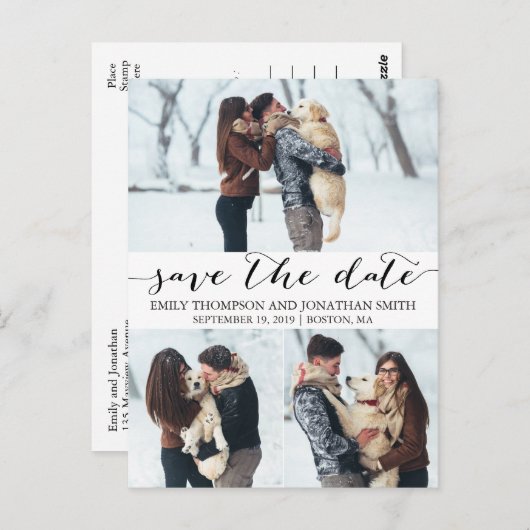 Mariage Enregistrer la date Carte postale avec tro (Devant / Derrière)