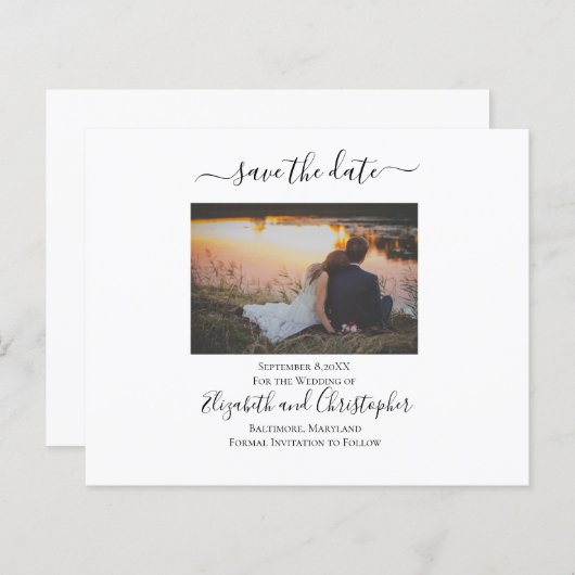 Mariage Enregistrer La Date Élégant Carte photo Fo (Devant / Derrière)