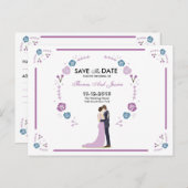 Mariage Enregistrer La Date Faire-part Carte Posta (Devant / Derrière)
