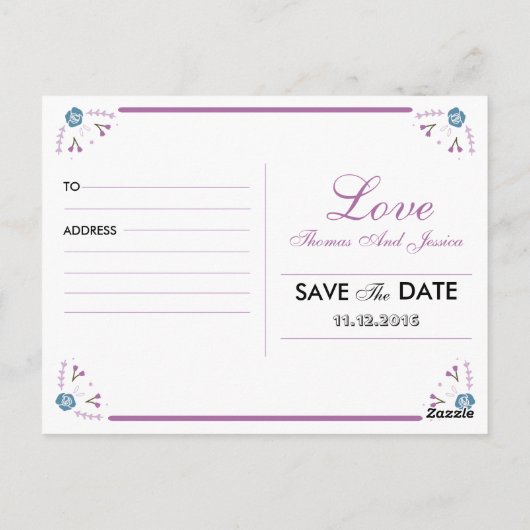 Mariage Enregistrer La Date Faire-part Carte Posta (Dos)