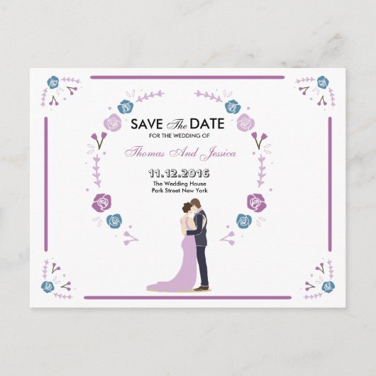 Mariage Enregistrer La Date Faire-part Carte Posta (Devant)