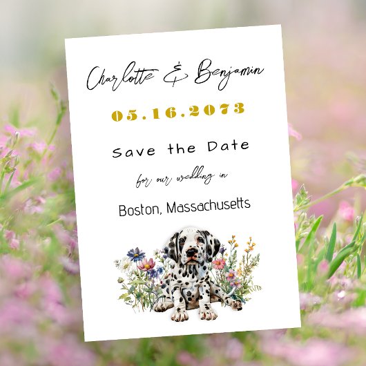 Mariage Enregistrer la date Faire-part chiot dalma