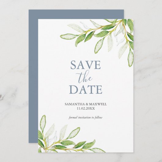 Mariage Enregistrer La Date Invitations Botanique (Devant / Derrière)