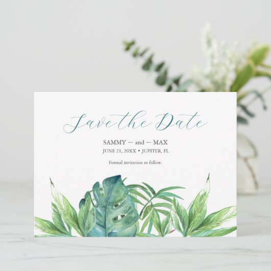Mariage Enregistrer La Date Invitations Feuilles t (Debout devant)