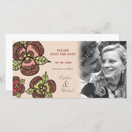 Mariage Enregistrer la date Japonais Blooms Carte (Devant / Derrière)