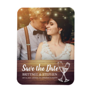 Mariage Enregistrer La Date Photo Magnet Champagne