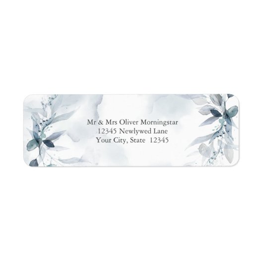 Mariage | Étiquette d'aquarelle bleu (Devant)