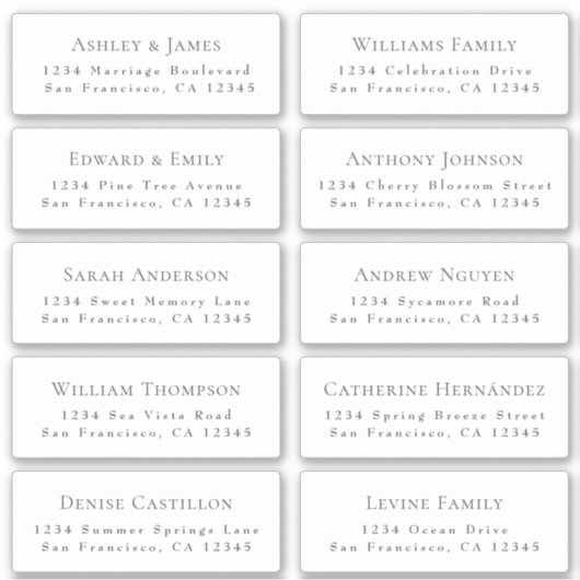 Mariage Étiquette de adresse invité COMMANDER 6" o (Devant)