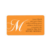 Mariage Étiquette de adresse Monogram M Orange (Devant)