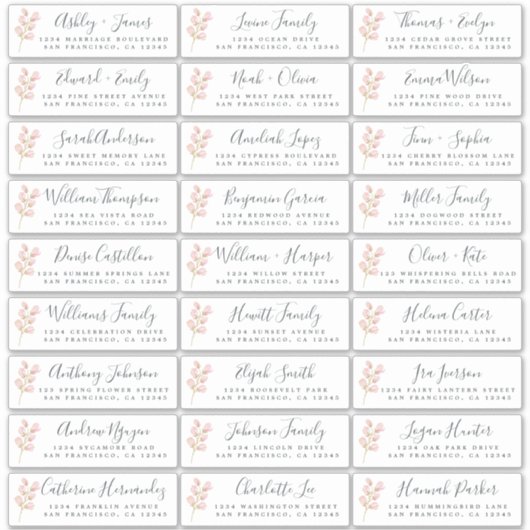 Mariage Étiquettes de adresse invités (Devant)