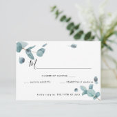 Mariage Eucalyptus bleu moderne RSVP (Debout devant)