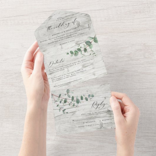 Mariage Eucalyptus botanique moderne invitation +  (Déchirure)