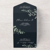 Mariage Eucalyptus botanique noir invitation + rsv (Dehors)
