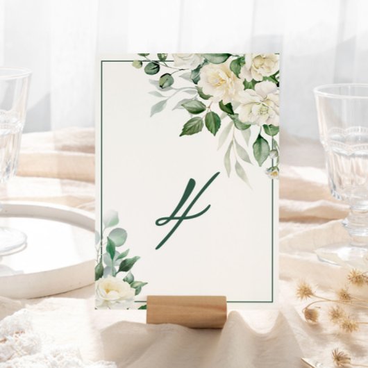 Mariage Eucalyptus Fleurs blanches Numéro de table