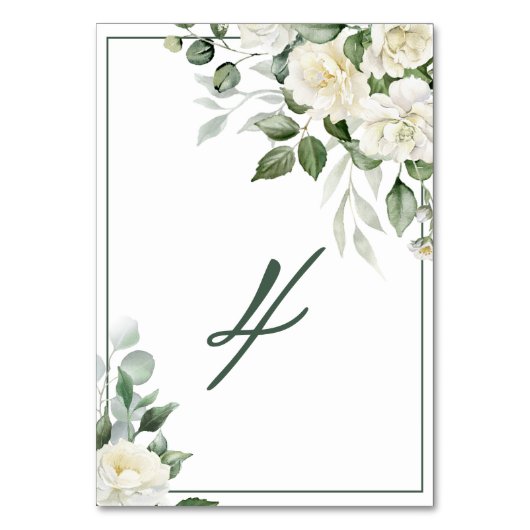 Mariage Eucalyptus Fleurs blanches Numéro de table (Dos)