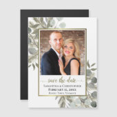 Mariage Eucalyptus Pine Save the Date Photo Magnet (Devant / Derrière)