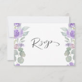 Mariage Eucalyptus Rustique Violet Floral RSVP (Devant)