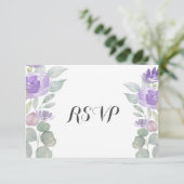 Mariage Eucalyptus Rustique Violet Floral RSVP (Debout devant)