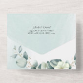 Mariage Eucalyptus Sage All in One Invitation (Verso)