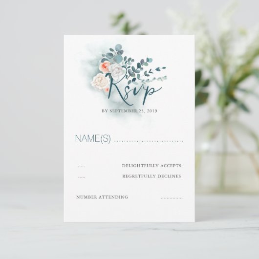 Mariage Eucalyptus Script RSVP (Debout devant)