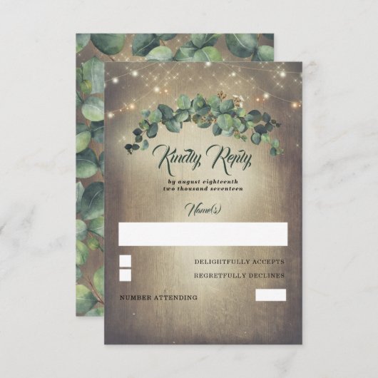 Mariage Eucalyptus Verdure RSVP (Devant / Derrière)