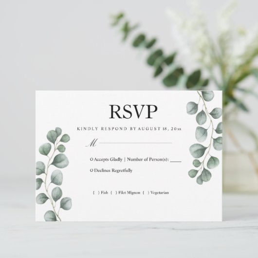 Mariage Eucalyptus vert RSVP (Debout devant)