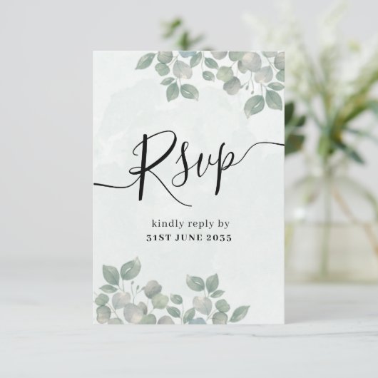 Mariage Eucalyptus Vert Sage Rustique RSVP (Debout devant)