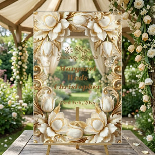 Mariage Européen Tulle Blanc Orné de Doré