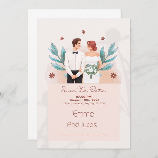 mariage faire-part de mariage (Devant / Derrière)