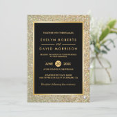 Mariage Faire-part Elegant Parties scintillant Or  (Debout devant)