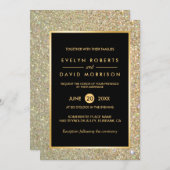 Mariage Faire-part Elegant Parties scintillant Or  (Devant / Derrière)