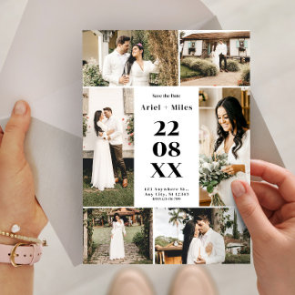 Mariage Faire-Part Éphéméride Collage Photo Modern