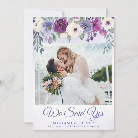 Mariage Faire-part Periwinkle Fuchsia Floral (Devant)