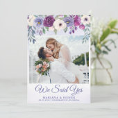 Mariage Faire-part Periwinkle Fuchsia Floral (Debout devant)