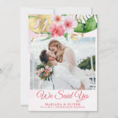 Mariage Faire-part Tropical Flowers Gold (Devant)