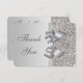 Mariage Faux Séquins Argent Bow Merci (Devant / Derrière)