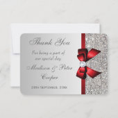 Mariage Faux Séquins Argent Bow Merci Rouge (Dos)