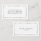 Mariage Faux Silver Foil Frame, carte info (Devant / Derrière)