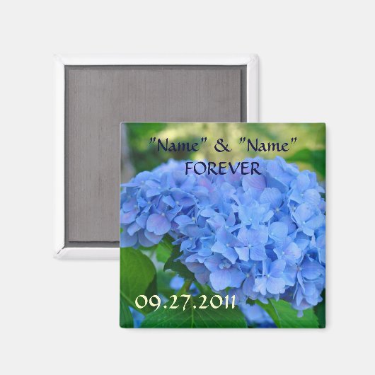 Mariage Faveurs magnet Blue Hydrangea Fleurs (Recto/Verso)