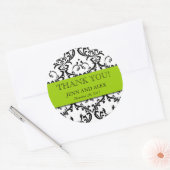 Mariage Favor Damask Merci Stickers Vert (Enveloppe)
