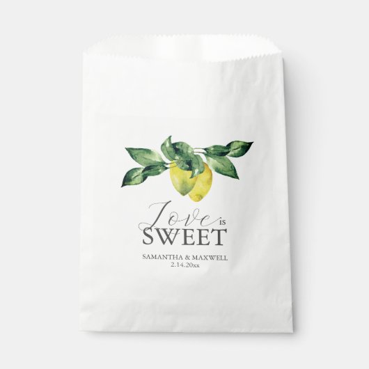 Mariage Favor Sacs L'amour est doux citrons & Feui (Devant)