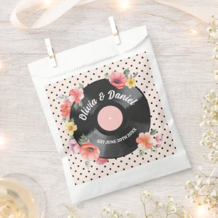 Mariage Favor Sacs Musique Record Floral 1950